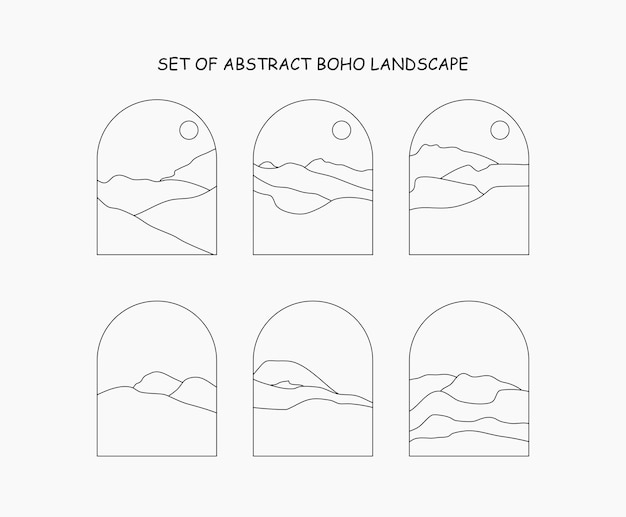 Set of abstract boho landscape