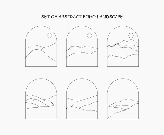 set of abstract boho landscape