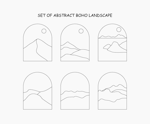 Set of abstract boho landscape