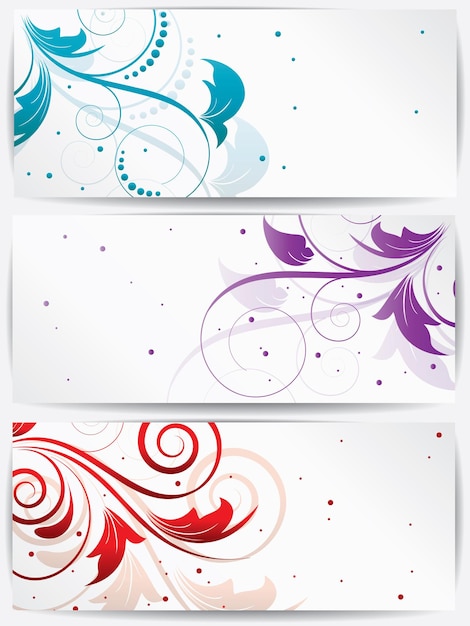 Vector set of abstract cards with flowers