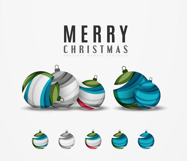 추상 크리스마스 공 아이콘 비즈니스 로고 개념의 집합 깨끗 한 현대 기하학적 디자인