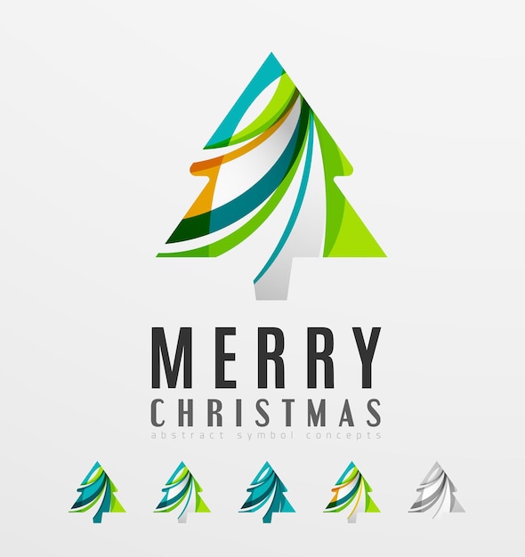 Набор абстрактных концепций бизнес-логотипа Christmas Tree Icons чистый современный глянцевый дизайн