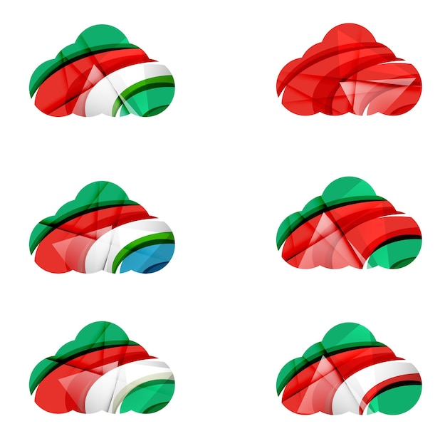 Set di icone astratte di cloud computing concetti logo aziendale pulito design geometrico moderno