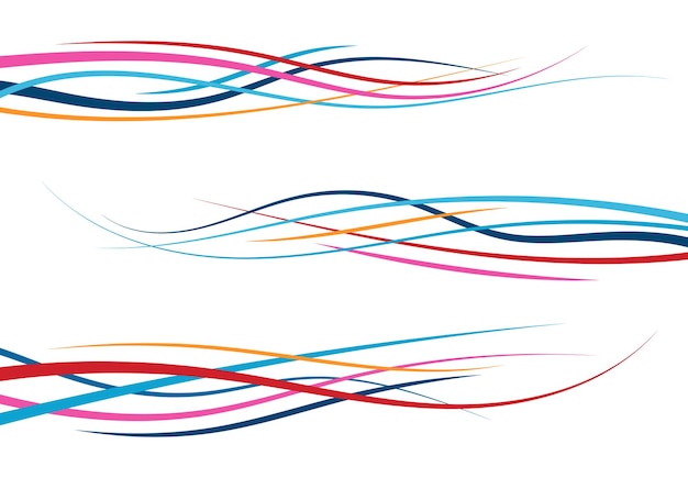 추상적인 색 곡선 라인 웨이브 디자인 요소 벡터 일러스트 레이 션의 집합