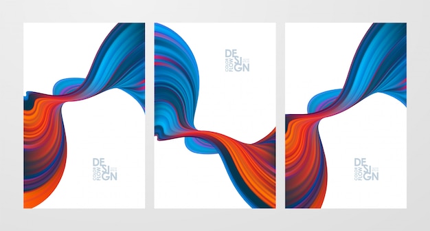 Set of abstract colorful flow posters.