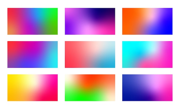 Vector set of abstract colorful gradient backgrounds. modern blurred color backdrops.