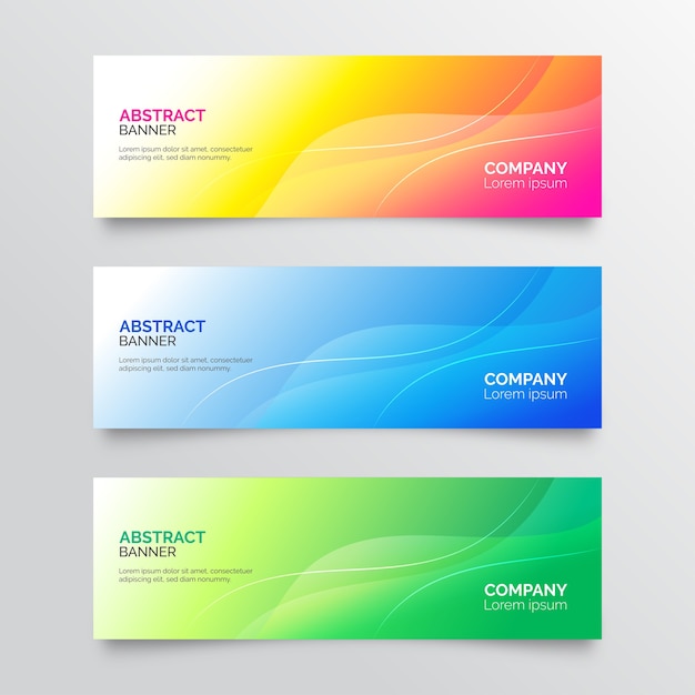 Set of abstract colorful gradient banners