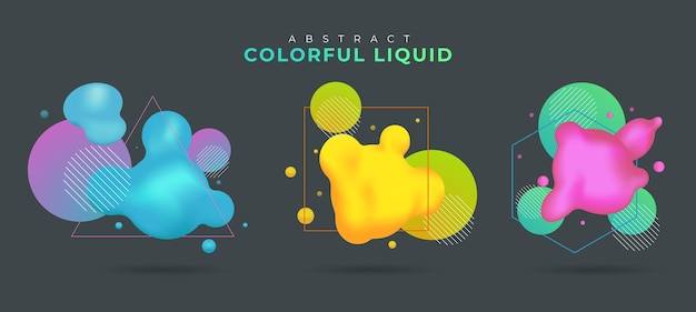 Set of abstract colorful liquid design element