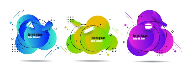 Set abstract colorful liquid geometric for banner