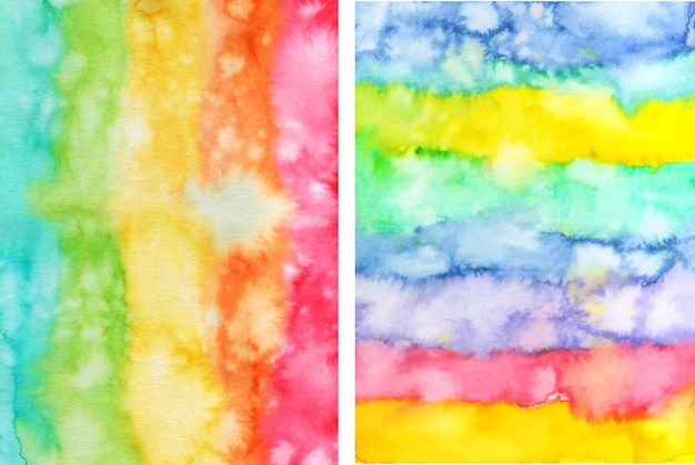 Set of the abstract colorful rainbow watercolor textures Creative backgrounds