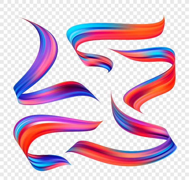 Vector set of abstract colorful wave flow elements.