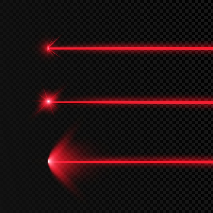 Vector set of abstract colors laser beam. transparent is isolated on a black background.