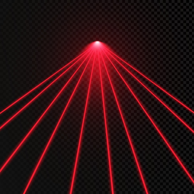 Vettore set di raggi laser di colori astratti. trasparente è isolato su uno sfondo nero.