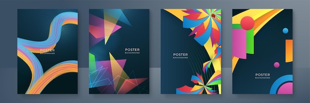 Set of Abstract creative shape colorful poster design template