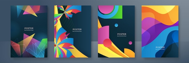 Set of abstract creative shape colorful poster design template