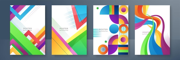추상 창조적인 모양 다채로운 포스터 디자인 서식 파일 집합