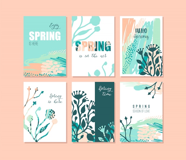 Set of abstract creative Spring cards.