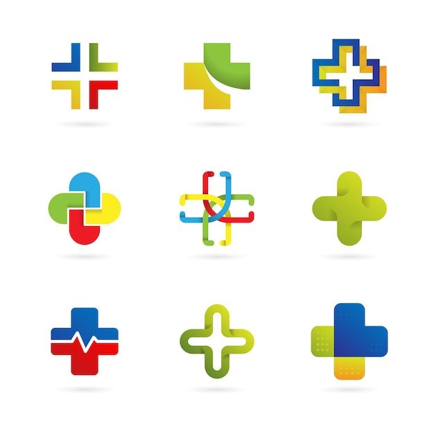 Vector set of abstract cross logo template