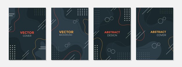 Set di modelli di design copertina geometrica scura astratta