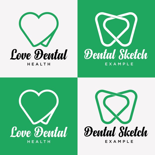 Set Abstract Dental Clinic Line Style Modern Logo Design Vector