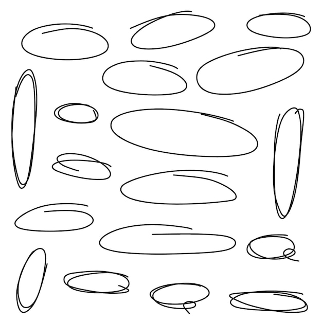 Set Abstract Doodle Circle Line