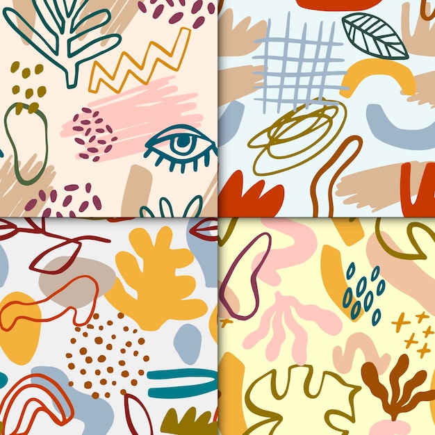 Vector set of abstract drawn patterns