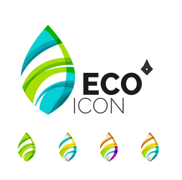 Set of abstract eco leaf icons business logotype nature concepts clean modern geometric design