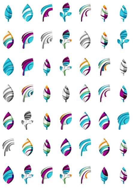 Set di icone astratte eco foglia logo aziendale natura concetti pulito design geometrico moderno