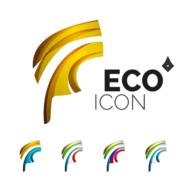 Набор абстрактных эколистовых иконок бизнес логотип концепции природы чистый современный геометрический дизайн