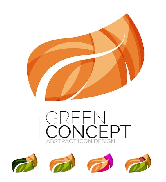추상 에코 공장 아이콘 비즈니스 로고 타입 자연 녹색 개념 깨끗 한 현대 기하학적 디자인의 집합
