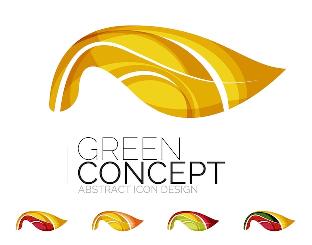 抽象的なエコ植物アイコンのセットビジネスロゴタイプ自然緑の概念クリーンモダンな幾何学的なデザイン