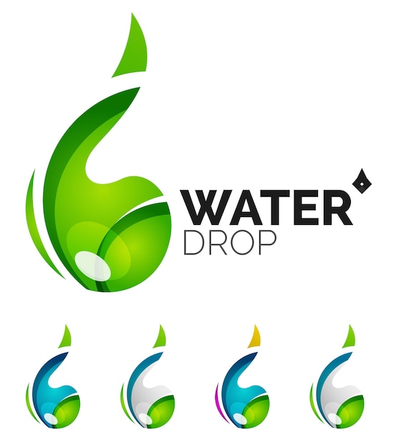 Set di icone astratte eco acqua logo aziendale natura verde concetti pulito moderno design geometrico