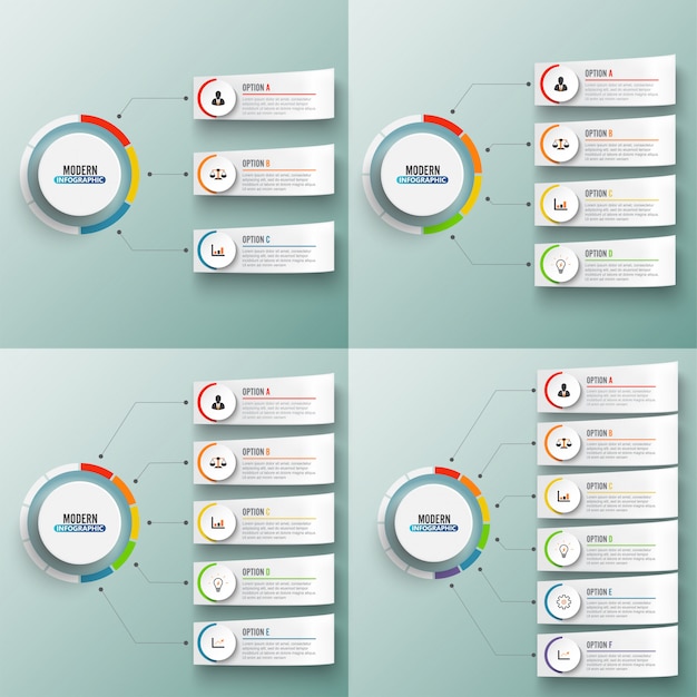 Set abstract elements of graph vector infographic template with label circles.