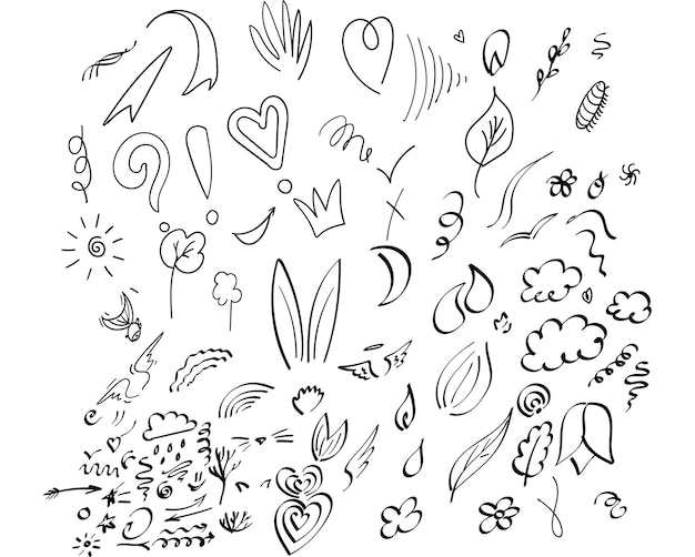 Vector set abstract elements vector hand drawing element doodle