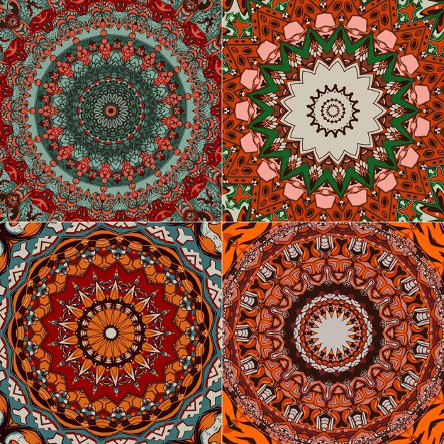 Set of abstract ethnic pattern with geometric elements