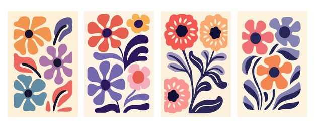 Set of abstract floral cards Vector illustration wallpaper pattern background Art Print