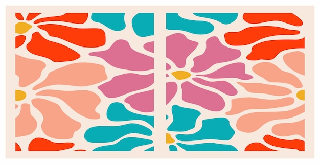 Набор абстрактных цветочных плакатов в стиле Матисса, современный фон, векторные ботанические элементы