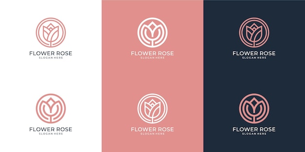 Set of abstract flower rose logo template