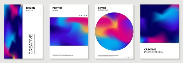 Set of abstract fluid gradient background vector for your cover poster template