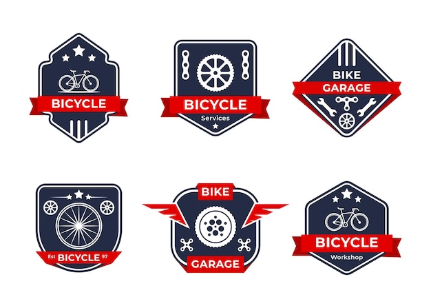 Set di design del logo astratto gear e bicicletta per i loghi dei bike club