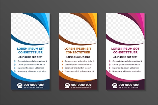 Set of abstract geometric banner template for universal business promotion Vertical layout