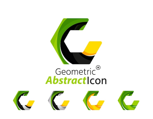 抽象的な幾何学的な会社のロゴのN文字のセット