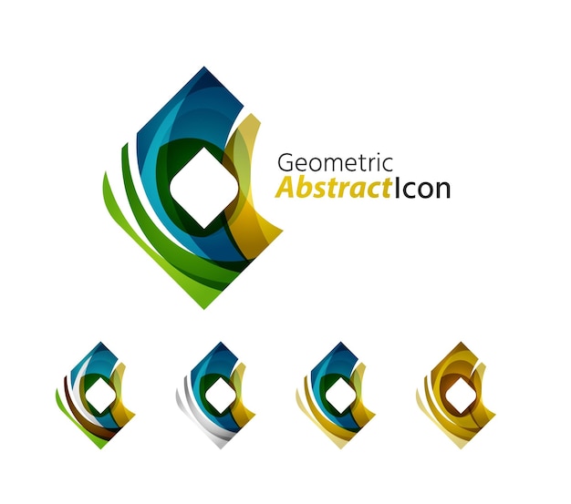 Set of abstract geometric company logo square rhomb