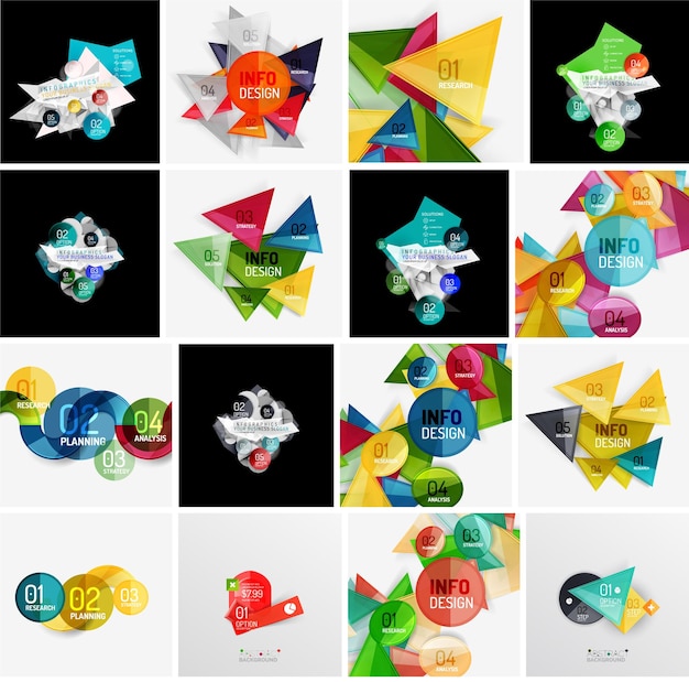 Set di modelli di banner infografici geometrici astratti