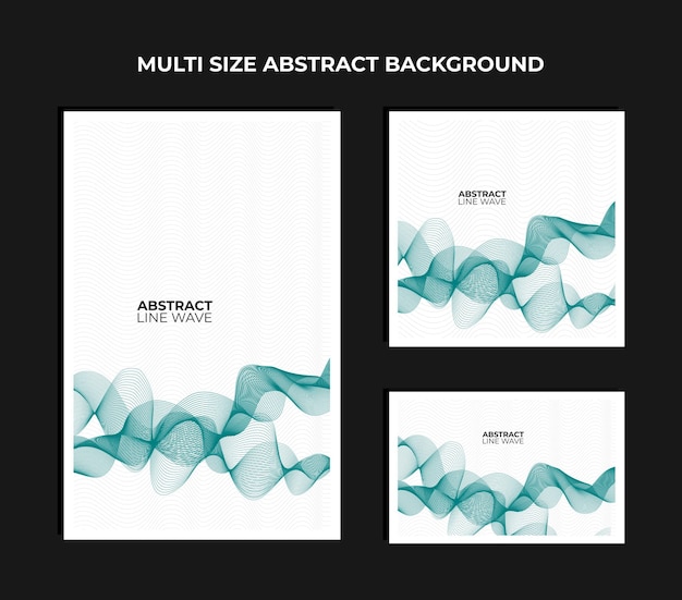 Set of abstract geometric line wave background with multi size template