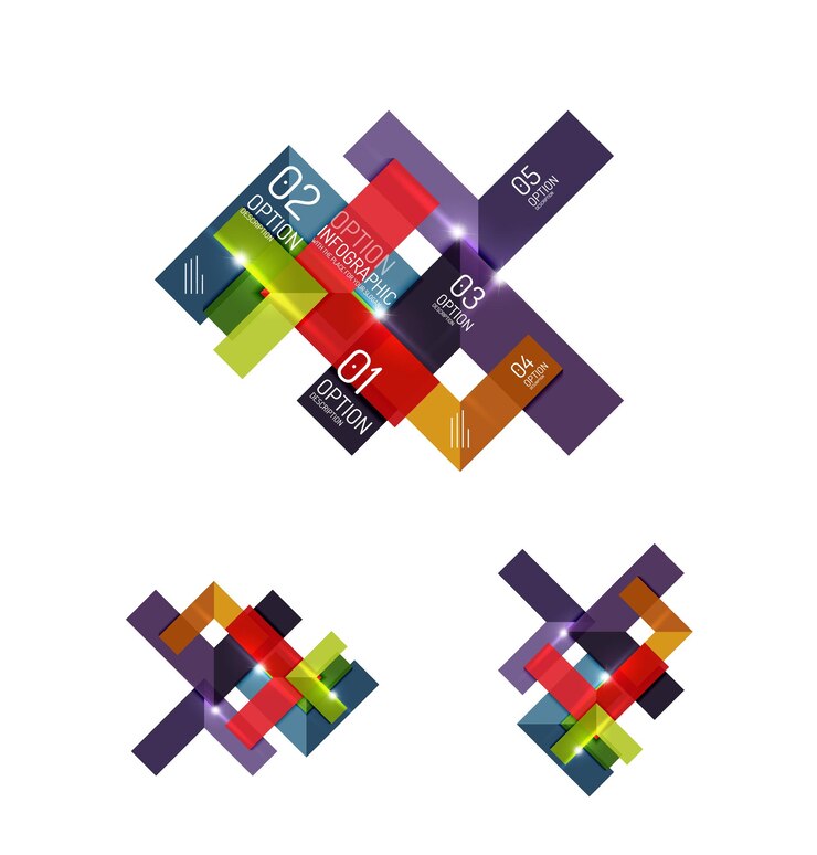 Vector set of abstract geometric paper graphic layouts