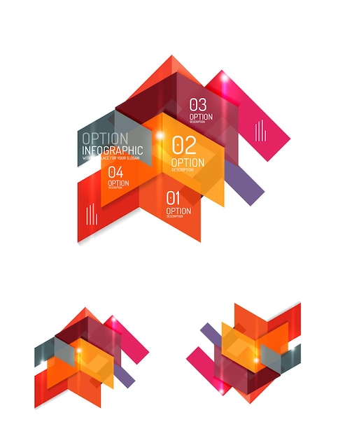 Set of abstract geometric paper graphic layouts