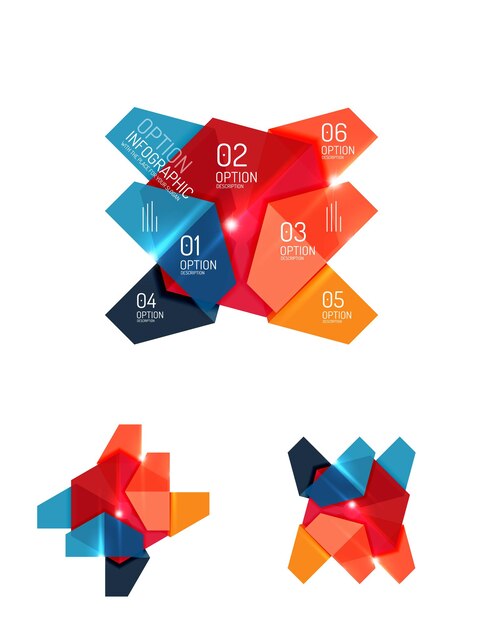 Set of abstract geometric paper graphic layouts