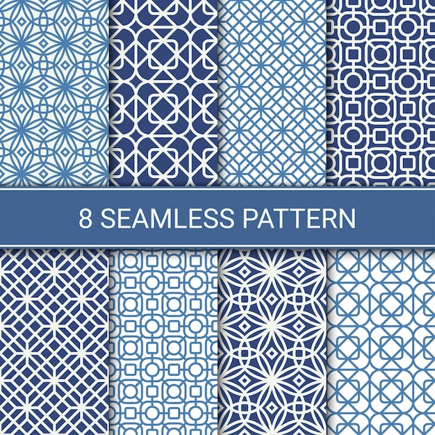 Set of abstract geometric seamless patterns