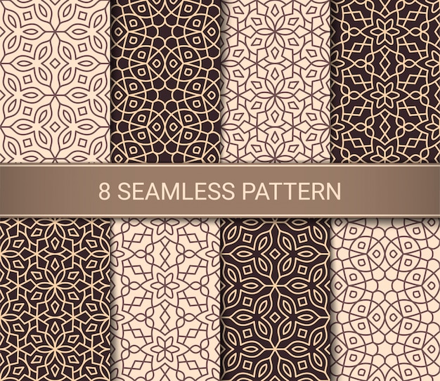 Set of abstract geometric seamless patterns  